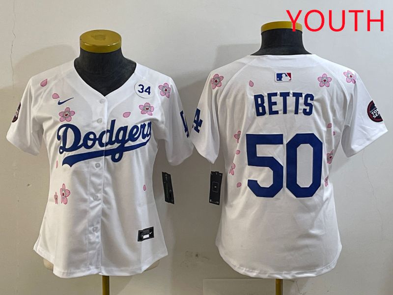 Youth Los Angeles Dodgers #50 Betts Sakura Edition 2025 Nike MLB Jersey style 7->youth mlb jersey->Youth Jersey